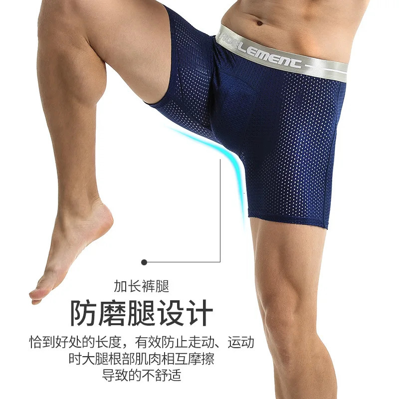 Underpants AOELEMENT 3pcs Men's Mesh Breathable Underwear Boxer Sports Anti Friction Ice Silk Long Panties Boxershorts Men Mens 231212