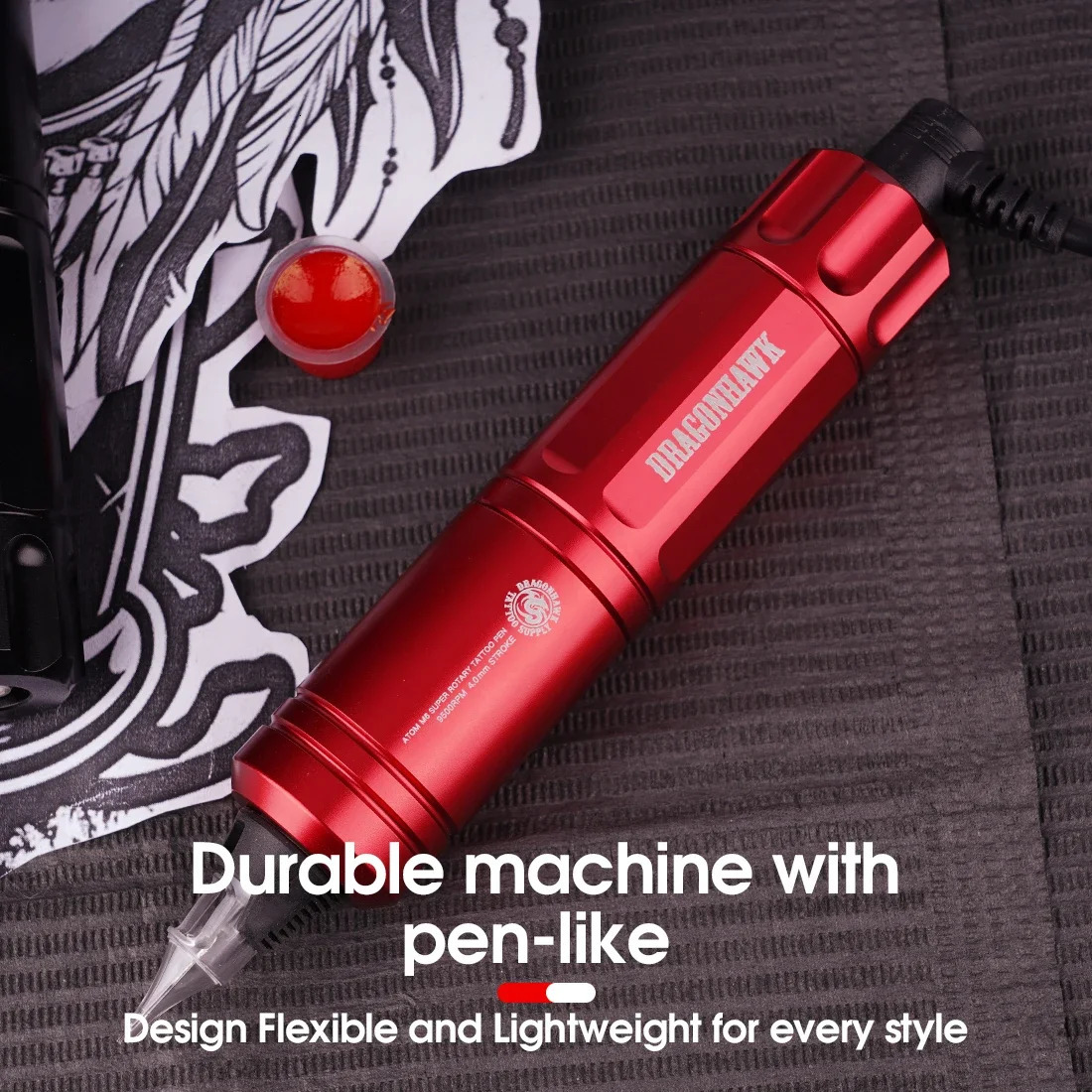 Tattoo Guns Kits Dragonhawk Professional Kit Set Rotary Machine Pen Power Ink Sets Needles Accessories Makeup Gift Box 231211