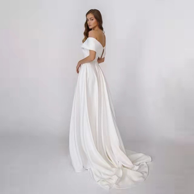 2024 Summer Boho Wedding Dress V-neck Off the Shoulder Soft Satin A-line Tulle Bridal Party Gown Custom Made For Woman Vestido De Noiva Robe Mariage