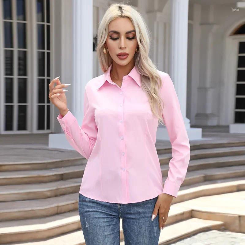 Womens Blouses White Shirt Women Fashion Business Shirts Office Lady Long Sleeve Blouse Slim Clothing Button Up Basic Ladies Tops