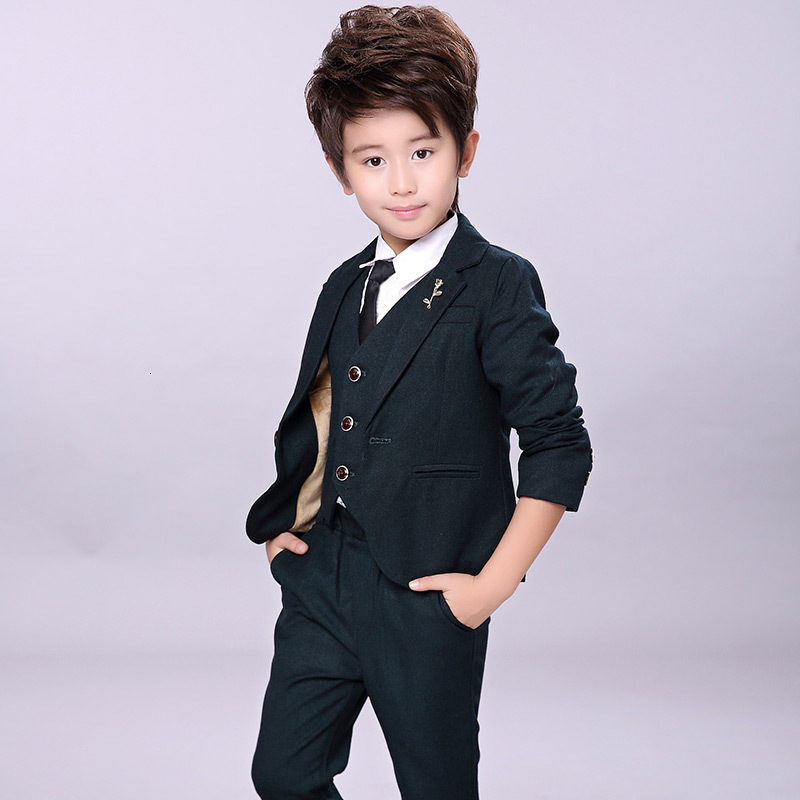 Suits Autumn and winter children's Blazer suit boys' British flower children's dress boys' vest three piece suit 230906