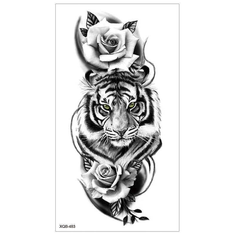 New full arm tattoo sticker beautiful snake waterproof black tiger lion