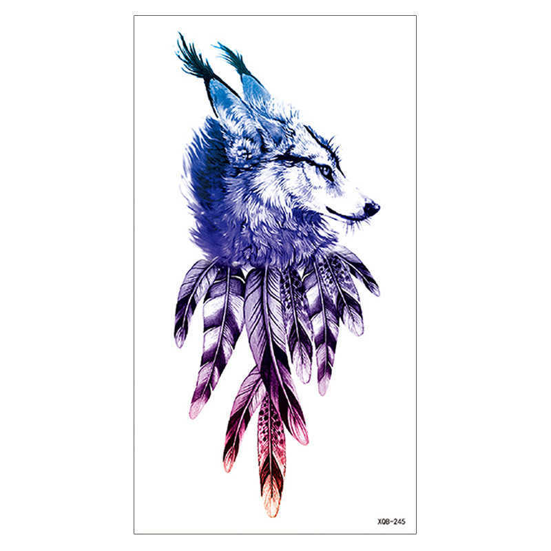 New Small Full Arm Flower Tattoo Sticker Waterproof Durable Female Black and White Sketch Owl