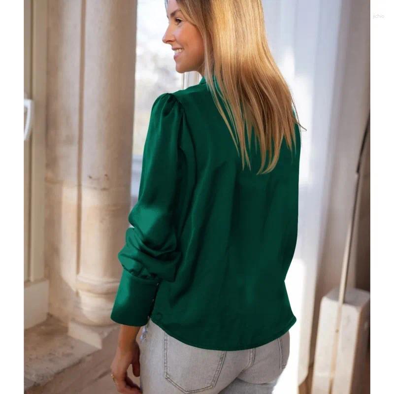 Womens Blouses Ashion Long Sleeve Turndown Solid Shirts For Women 2023 Autumn Temperamen Telegant Top Femme Office Tops And Blouse Shirt