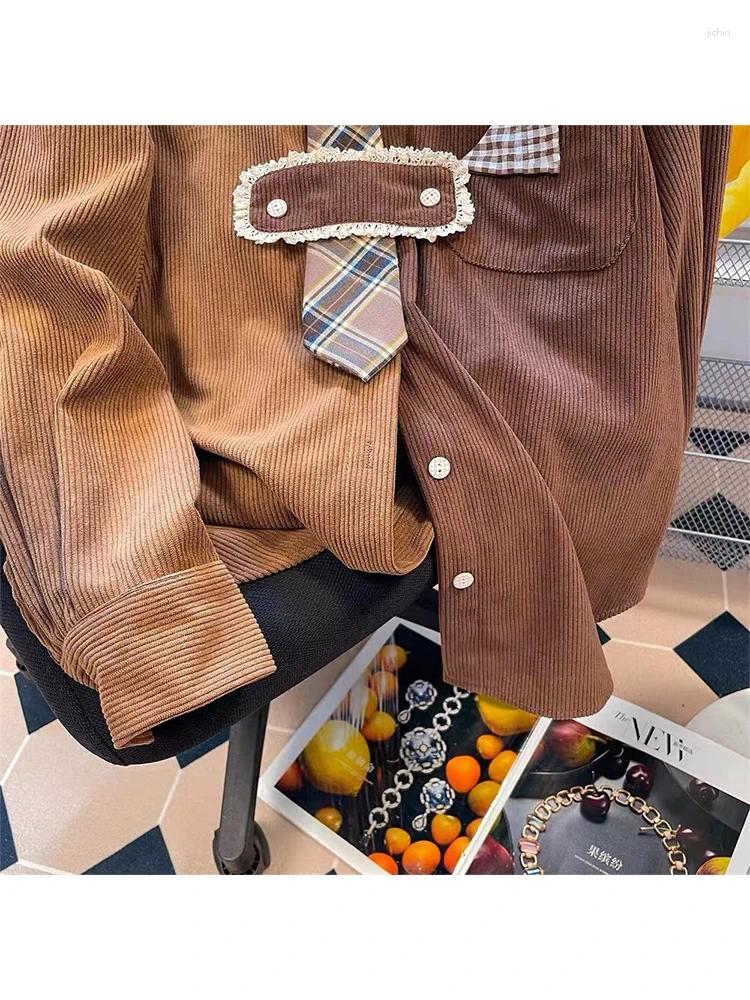 Womens Blouses Coffee Shirts And Y2k 90s Vintage Korean Harajuku 2000s Elegant Kawaii Long Sleeve Shirt Top Clothes Autumn 2023