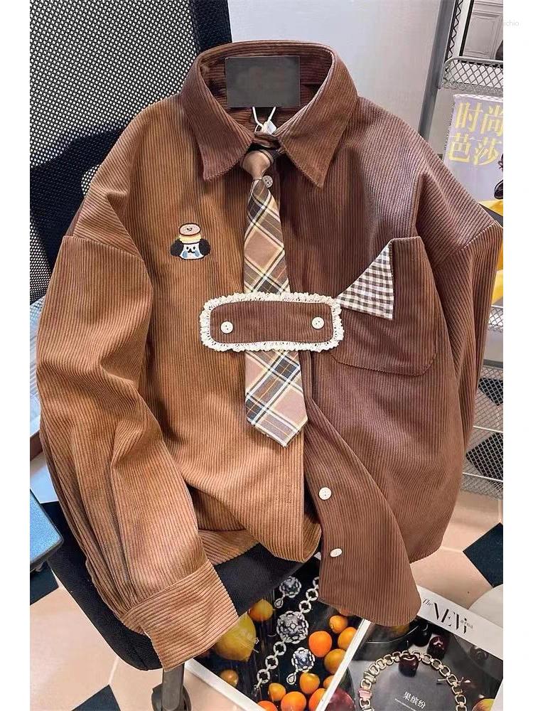 Womens Blouses Coffee Shirts And Y2k 90s Vintage Korean Harajuku 2000s Elegant Kawaii Long Sleeve Shirt Top Clothes Autumn 2023