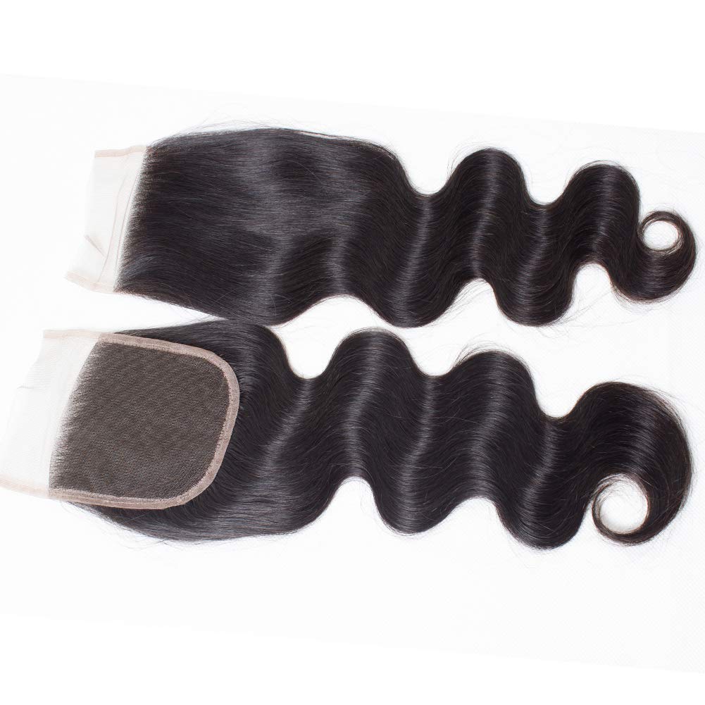 Brazilian Body Wave 5X5 Closure100% Human Deep Part Transparent Lace Closure Remy With Baby Hair Natural Color