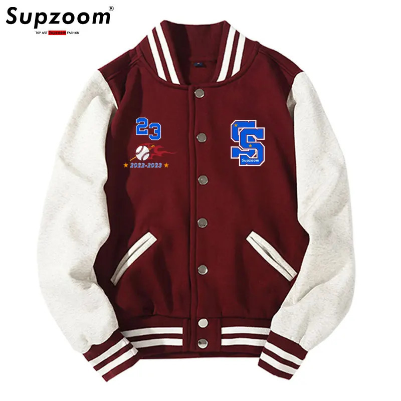 Men's Jackets Supzoom Arrival Autumn Baseball Wear Students Fat Teenagers Preppy Style Rib Sleeve Short Print Bomber Jacket Men 231211
