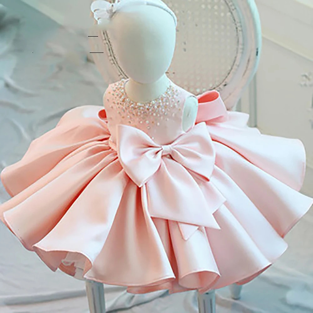 Girl s Dresses Baby s First Year Dress Princess Birthday Puffy Flower Boy Korean Edition Satin Children s Host Evening 231211