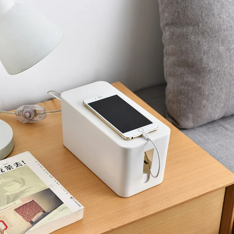 Storage Bottles Jars Cable Box Power Board Wire Management Socket Strip Case Dust Charger Organizer Network Bin 231212