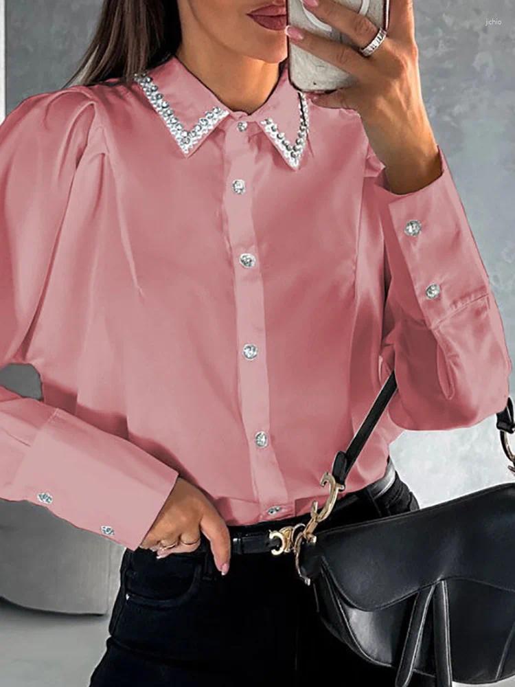 Womens Blouses Turn-Down Collar Loungewear Women Spring Summer Long Sleeve Top Button Patchwork Ladies Cardigan Shirts Streetwear