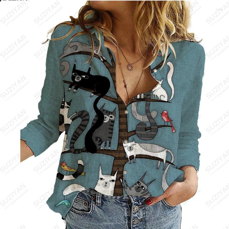 Womens Blouses Summer Retro Flower 3D Printed Long Sleeve Shirt Casual Elegant Button Cardigan Colored And Tempered Chiffon