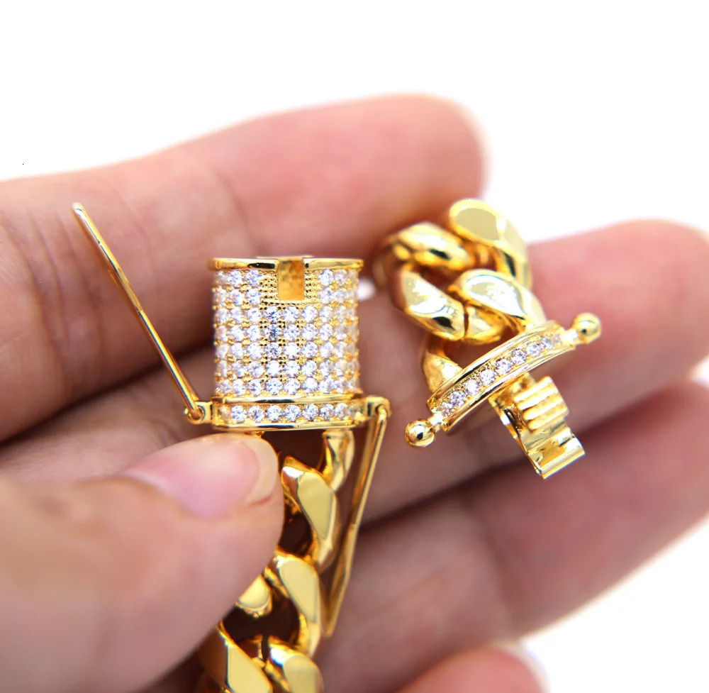 Anklets Gold Color Hip Hop Rock Women Anklet Micro Pave CZ Clasp Cuban Link Chain Foot Jewelry 231211