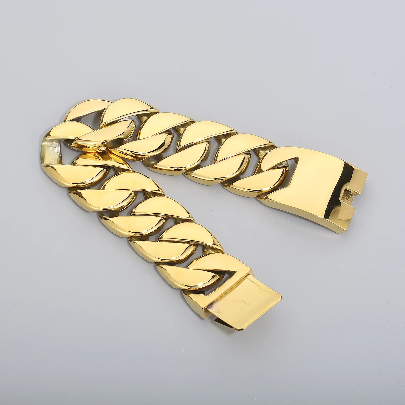 Anklets KALEN 31mm Brushed/Shiny Big Heavy Cuban Chain Stainless Steel Women Ankle Jewelry Chunky Link 231211