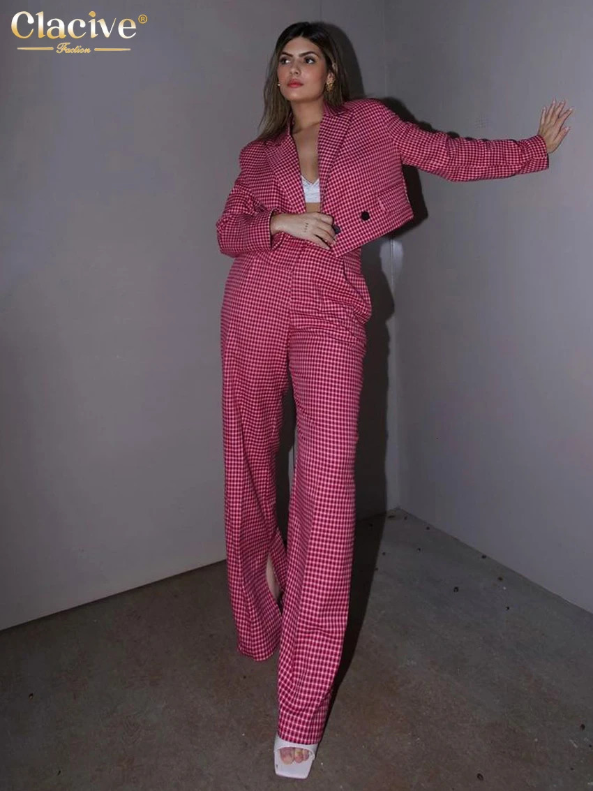 Women s Pants s Clacive Fashion Loose Print 2 Piece Set Outfit 2023 Elegant Long Sleeve Crop Top With High Waist Set Streetwear 231212