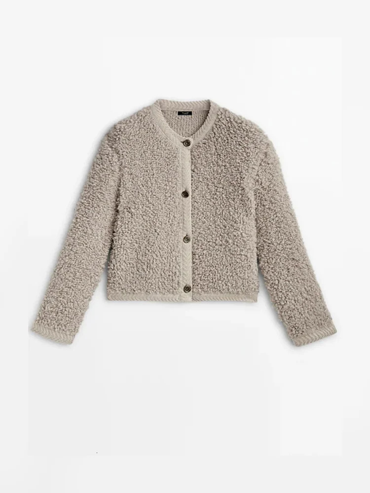 Womens Jackets Fashion Cropped Fleece Solid Plush Women Single Breasted O Neck Cashmere Cotton Coats Winter Female Commute Outwear 231212
