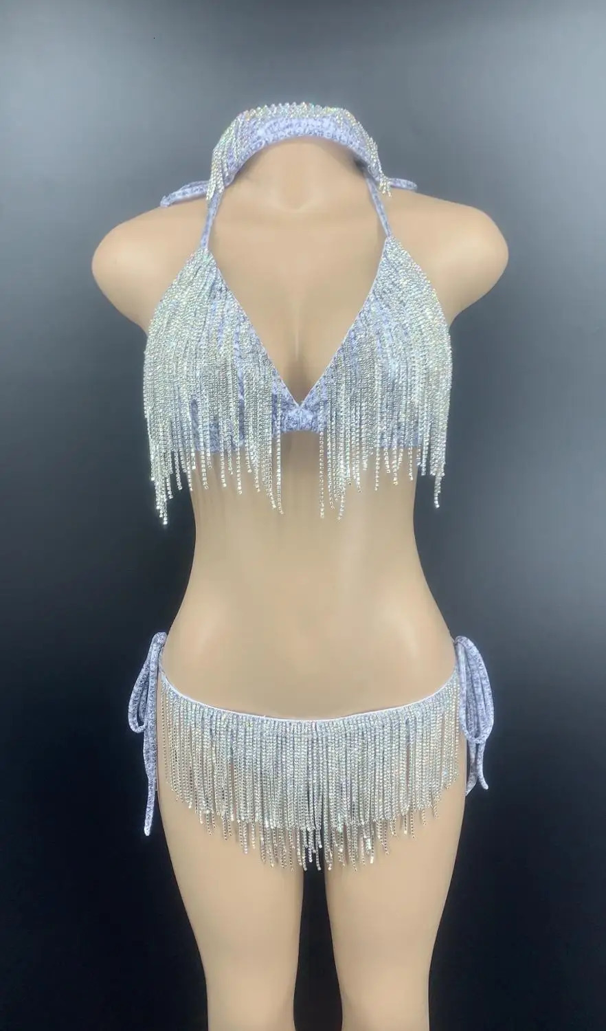 Intimates Accessories Silver s Fringe Bra Short Mask Outfit Bar Bikini Costume Women Dance Set Prom Wear 231211