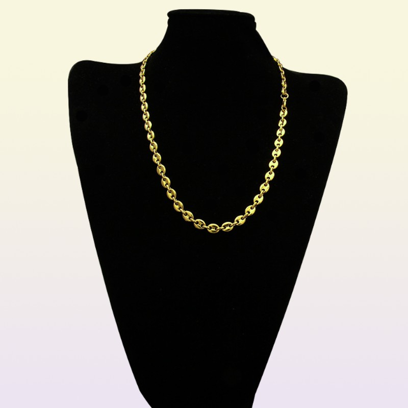 Coffee Beans Link Chain 74MM Necklace For Men Stainless Steel Rope Link chain Necklaces Fashion Hip hop Men Jewelry