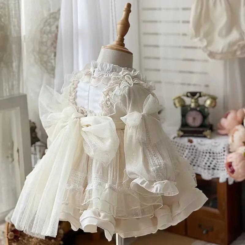 Girl s Dresses Baby Girl Lolita Princess Dress Toddler Child Vintage Elegant Bow Lace Tutu Vestido Party Birthday Costume Clothes 1 10Y 231211