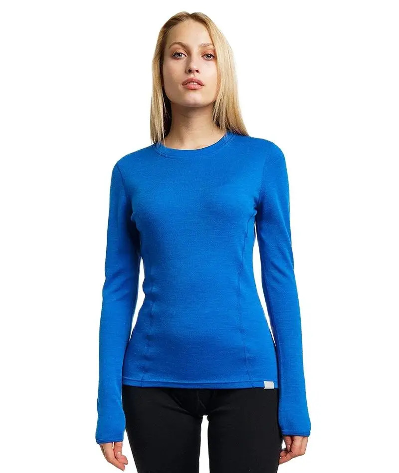 Women's Thermal Underwear Merino Wool Base Layer Women 100% Merino Wool Thermal Underwear 180G Lightweight Long Sleeve Thermal Shirt Wicking Anti