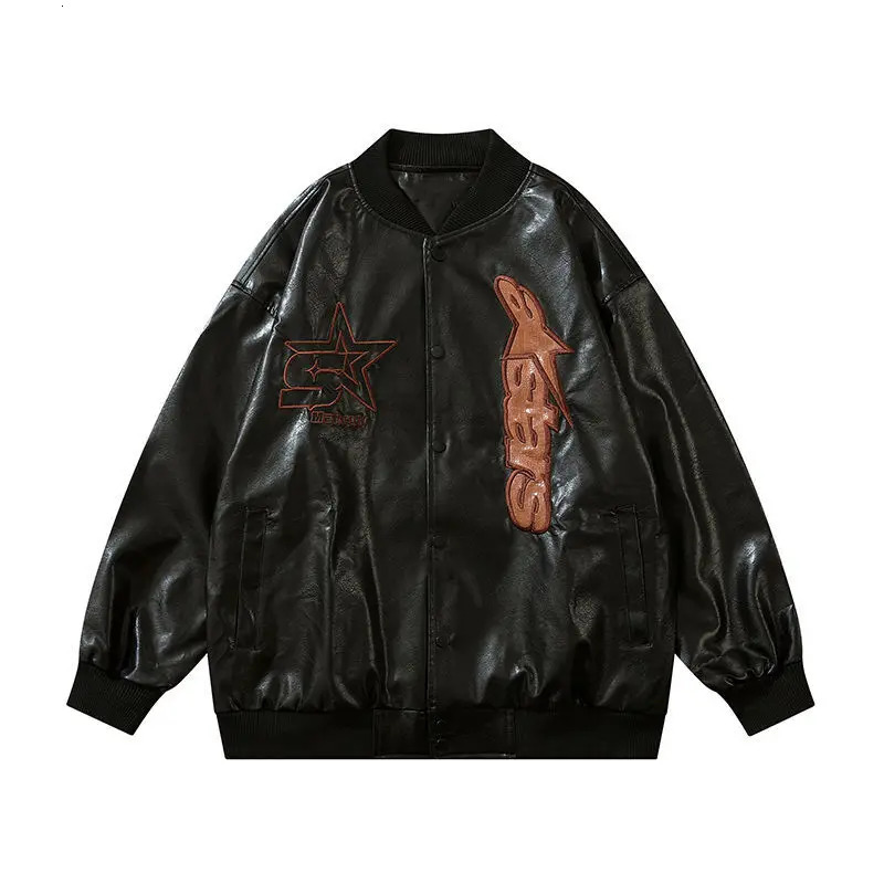 Men's Jackets American retro embroidered baseball uniform man PU street hip-hop stitching bomber jacket couple campus trend punk jacket women 231