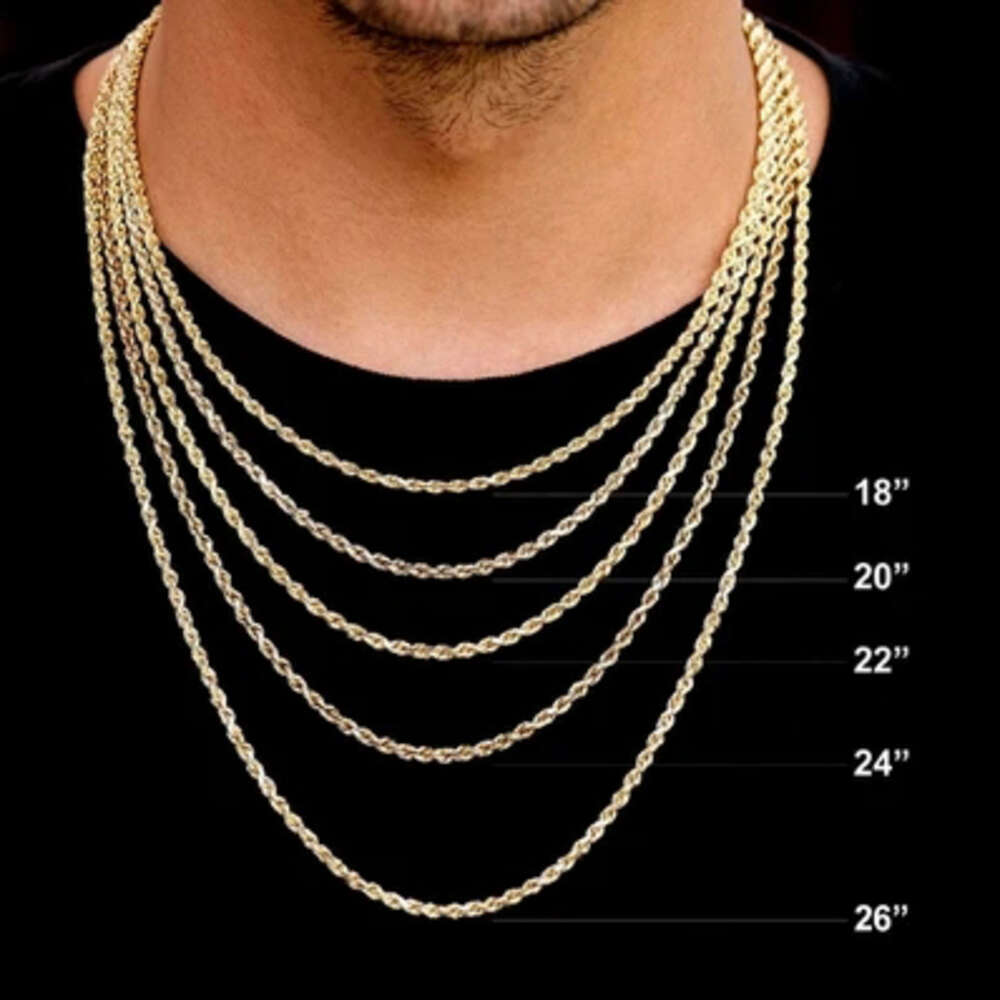 Custom 3MM 10K 14K 18K Solid Gold Rope Chain Necklace Fine Jewelry Shine Brightly Twisted Rope Chain For Men Women