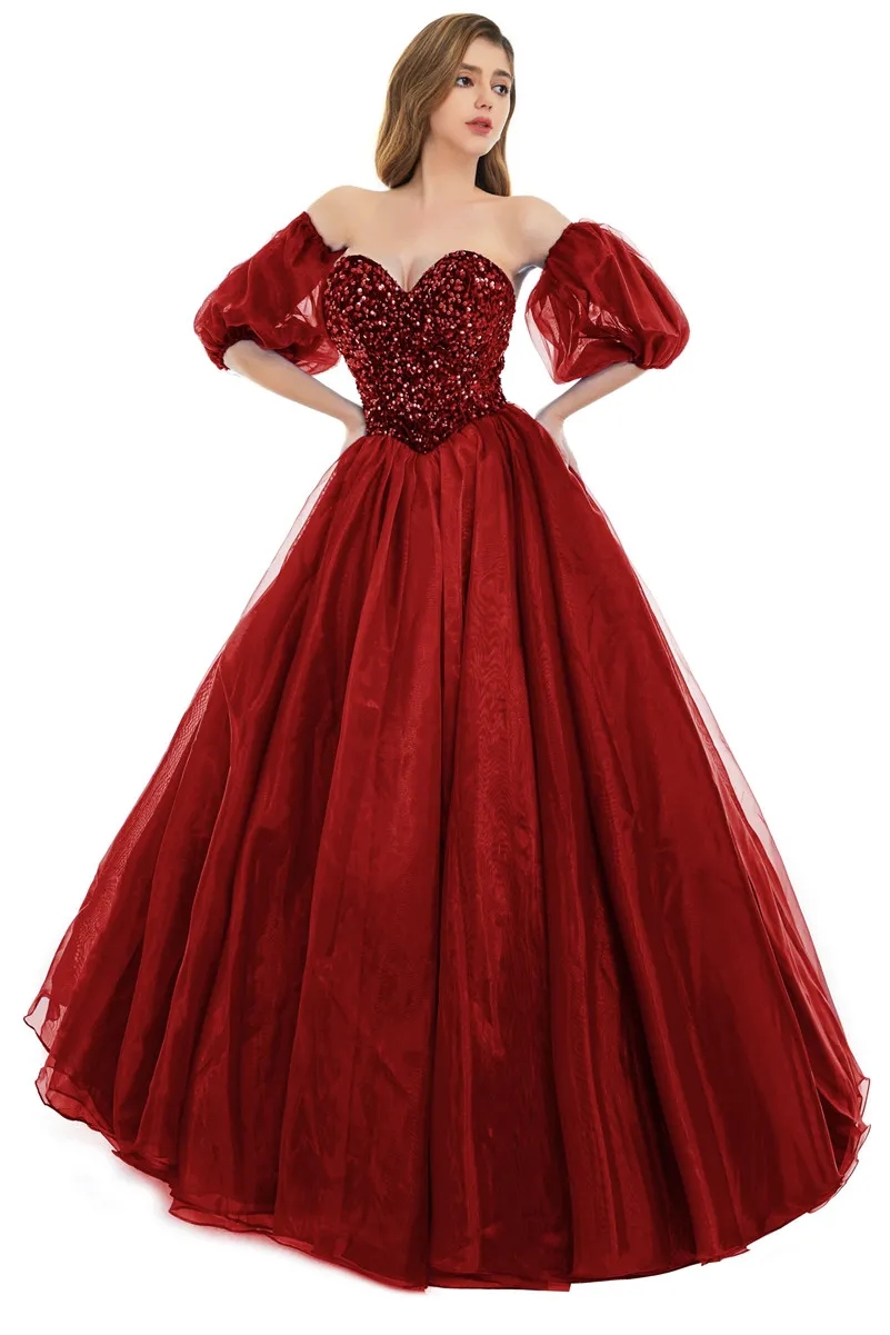 Royal Blue A Line Prom Party Dress 2024 New Sequins Beads Sweetheart Corset Back Evening Quinceanera Gowns With Detachable Sleeves Robe De Soiree