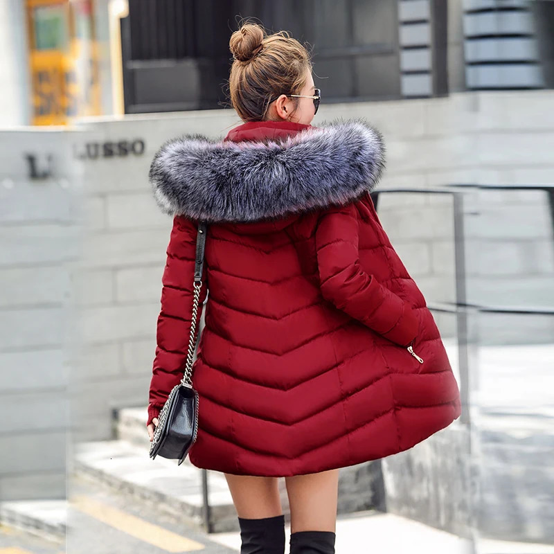 Women's Down Parkas Winter Jacket Women Brown fur collar with hood Solid Black White Female Down Coat Loose Oversized Womens long Parka 231212
