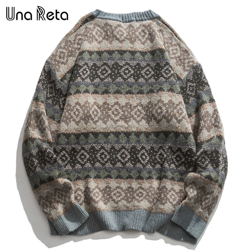 Men's Sweaters Una Reta Geometry Men's Sweater Autumn Winter Hip Hop Sweater Men Streetwear Print Pullover Tops Harajuku Couple Sweater 2312