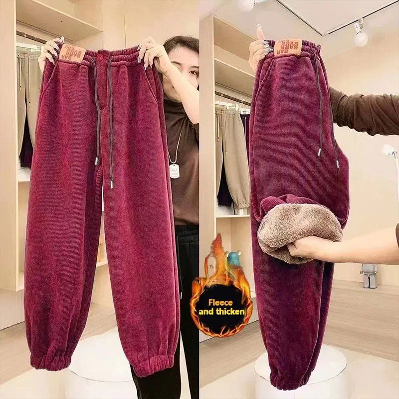 Women's Pants Capris Pants Women Plush Sweatpants Women'S Autumn And Winter Pants Loose Straddle Casual Lamb Fleece Warm Cotton Pants 231212