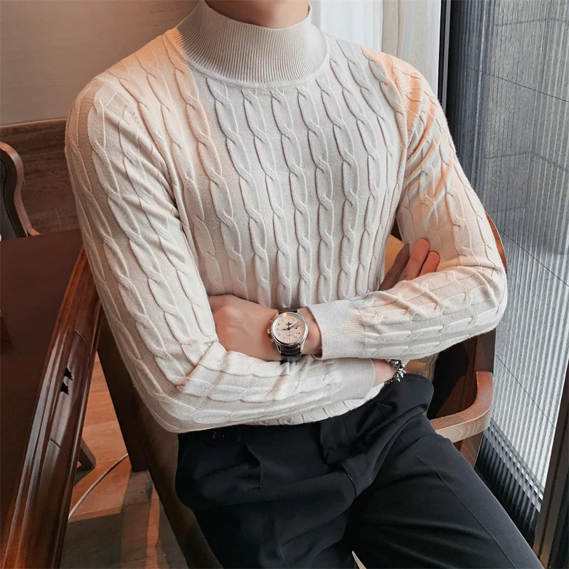 Men's Sweaters Autumn Winter Turtleneck Fashion Simple Slim Sweater Men Clothing High Collar Casual Pullovers Knit Shirt Plus size S-3XL 231212