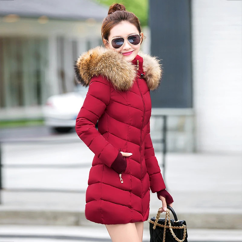 Women's Down Parkas Winter Jacket Women Brown fur collar with hood Solid Black White Female Down Coat Loose Oversized Womens long Parka 231212