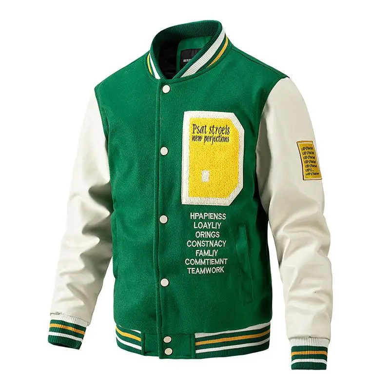 Men's Jackets Baseball Uniform Jacket Men's Autumn And Winter Casual Color Inserted Wool Coat Fashion Personality Top 231212