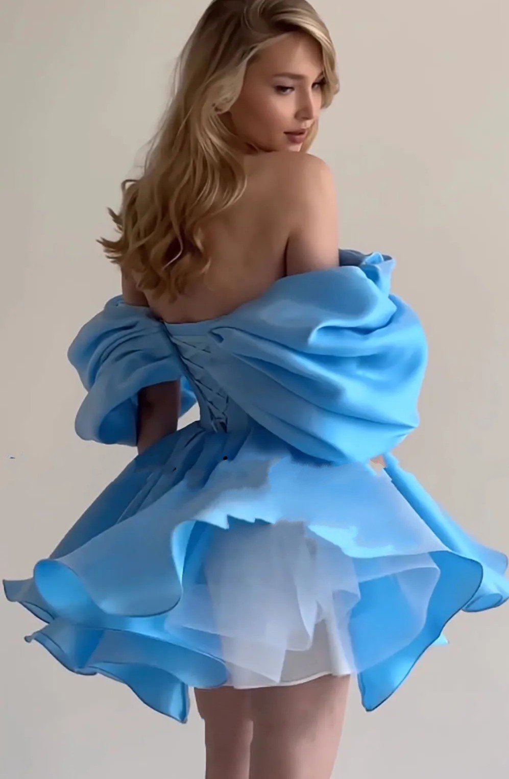 Sky Blue Short Prom Dress 2024 Off Shoulder Pleats Satin A Line Evening Party Dress for Teens Homecoming Dresses Above Knee Robe De Soiree