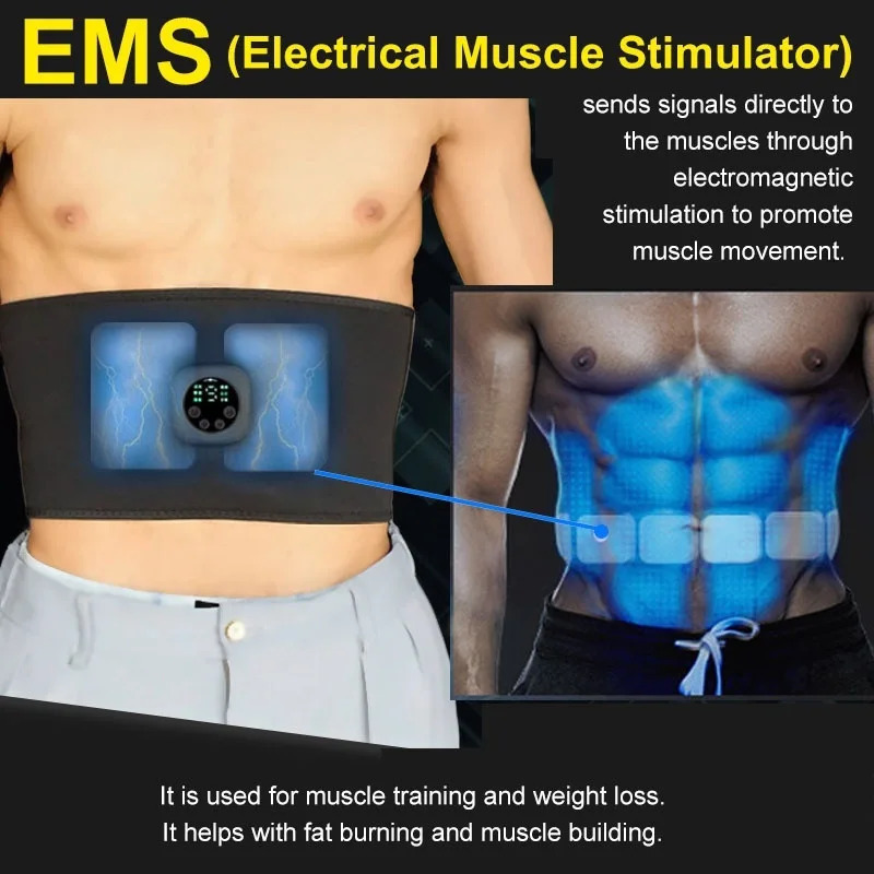 Core Abdominal Trainers EMS Electric Abdominal Body Slimming Belt Waist Band Smart Abdomen Muscle Stimulator Abs Trainer Fitness Lose Weight Fat Burn 
