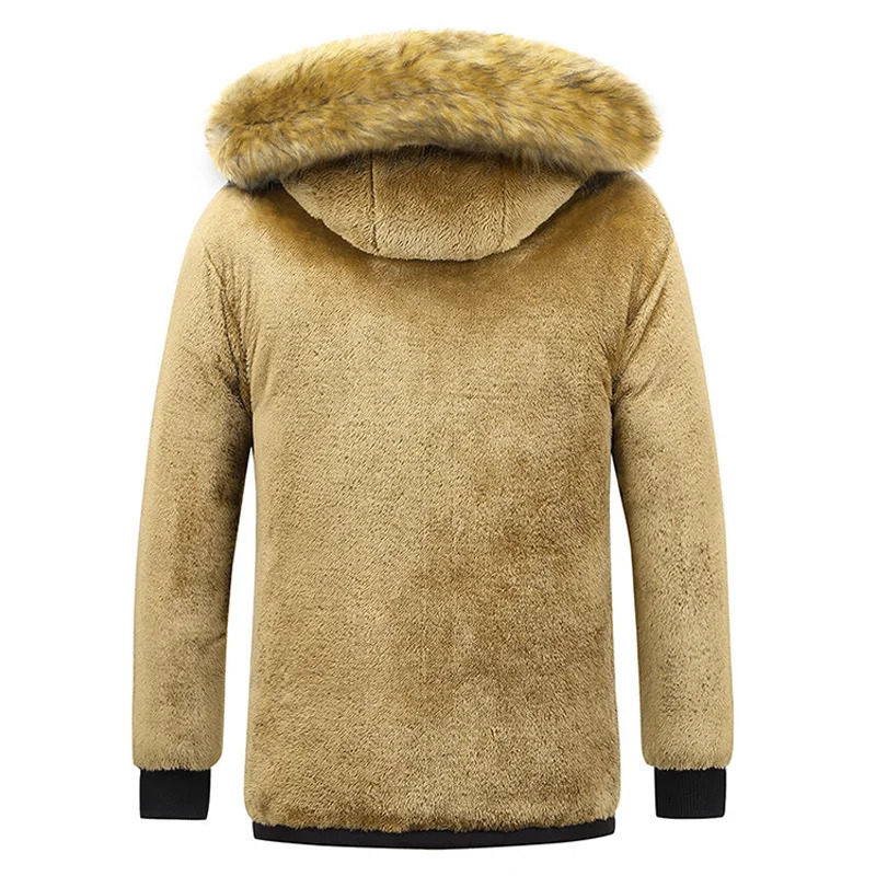 Mens Jackets Men Winter Parka Fleece Lined Thick Warm Hooded Fur Collar Coat Male Size 5Xl Plush Jacket Autumn Work Outwearing Black 231212