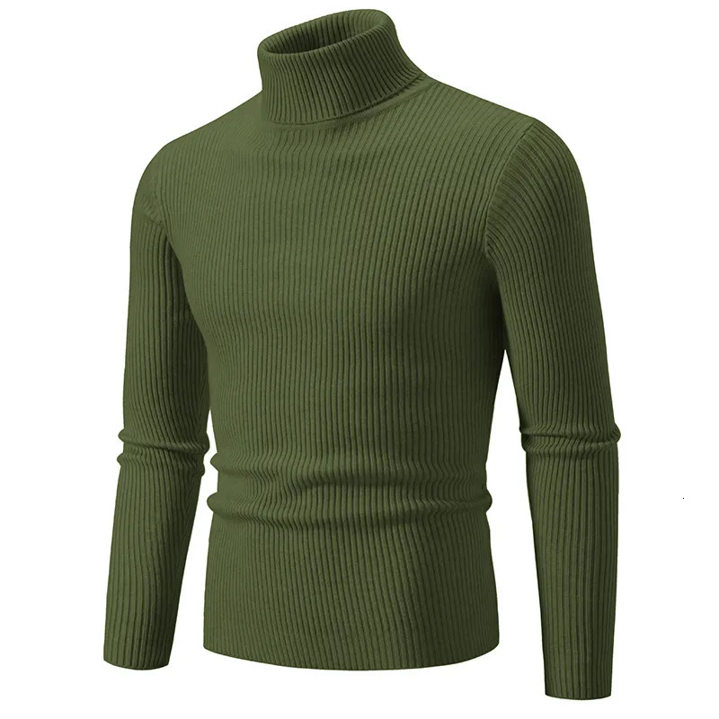 Men's Sweaters Autumn Winter Turtleneck Sweater Men Warm Knitted Solid Color Pullovers Men's Slim Fit Casual Turtleneck Knitwear Man Sweater