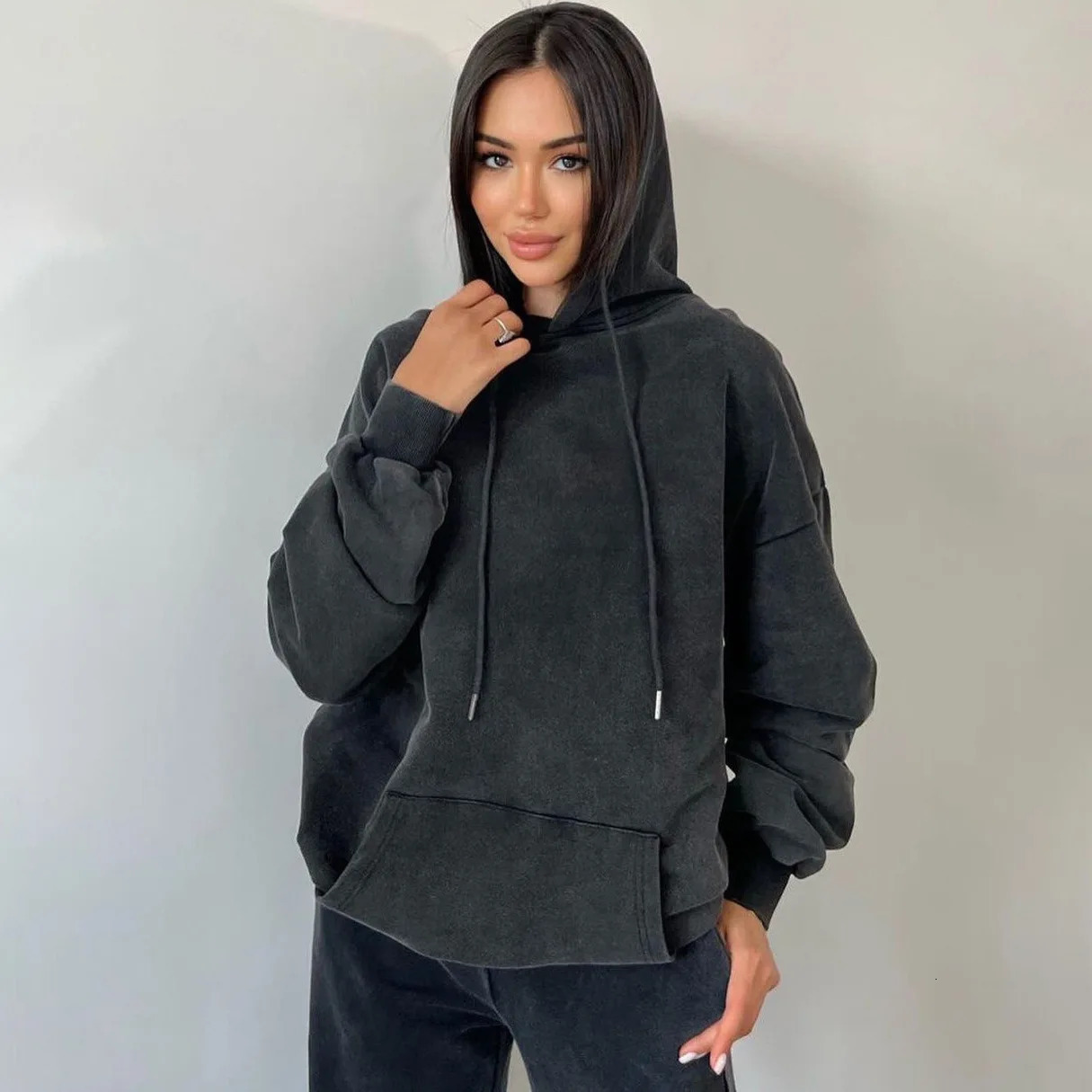Womens Hoodies Sweatshirts Vintage Drill Printed Long Sleeved Hoodie Women Gothic Hip Hop Oversized Jackets Casual Loose Sweatshirt 231213