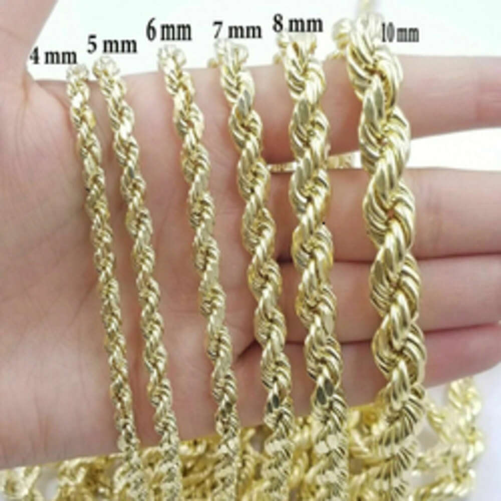 Custom 3MM 10K 14K 18K Solid Gold Rope Chain Necklace Fine Jewelry Shine Brightly Twisted Rope Chain For Men Women