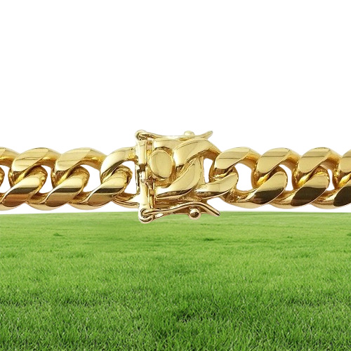 18K Gold Plated Necklace High Quality Miami Cuban Link Chain Necklace Men Punk Stainless Steel Jewelry