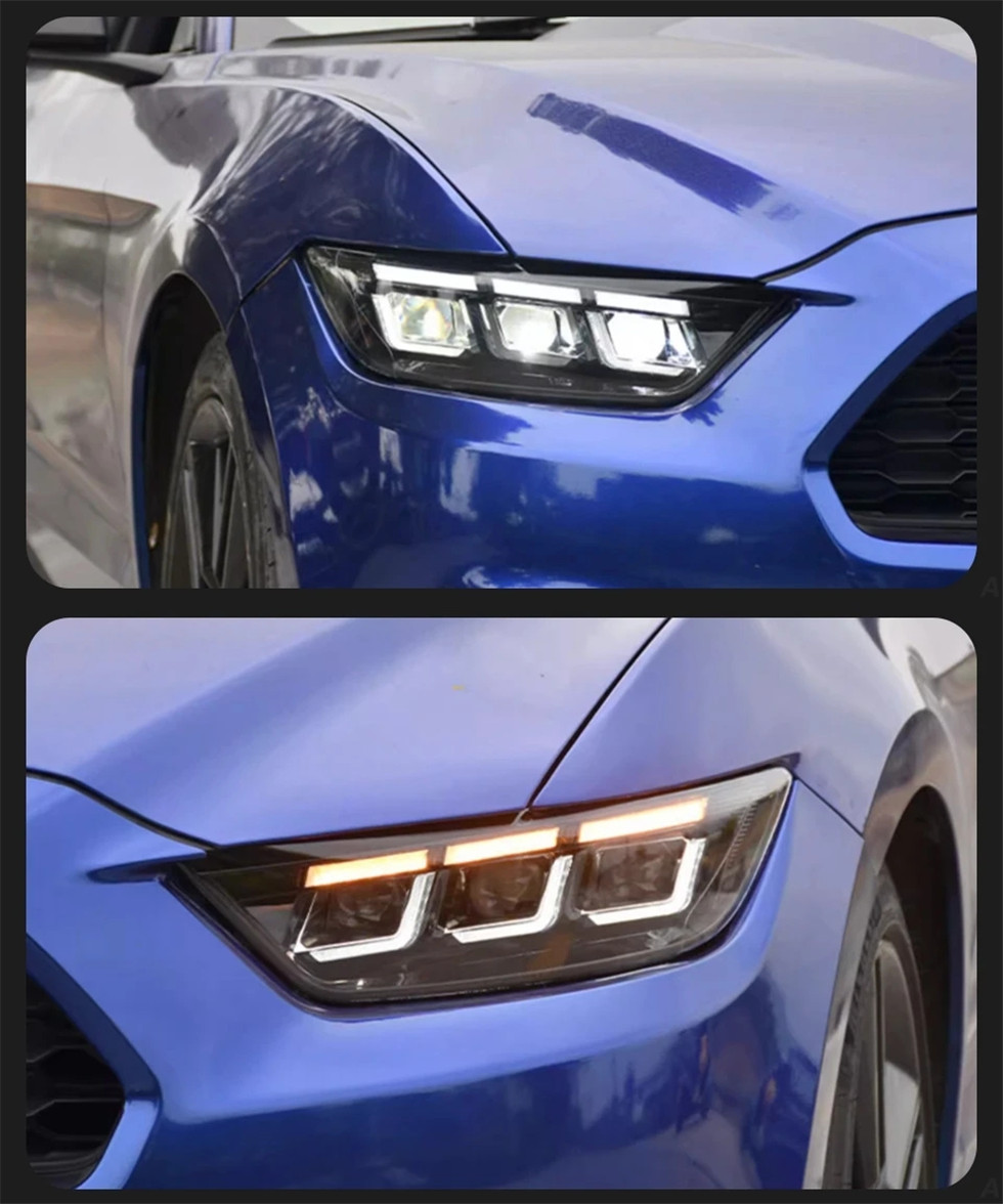 Car Front Lights For Ford Mustang 20 15-20 17 Headlights Assembly Automobile With LED DRL Dynamic Turn Signal Lights