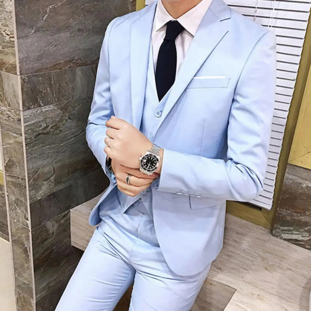 Mens Tracksuits 3piece set mens wedding ultrathin solid color business office formal tank top jacket pants clothing family 231213