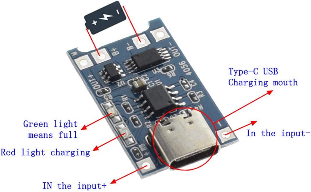 100PCS 1A 18650 Lithium Battery Protection Board Type-c/Micro/Mini USB Charging Module With Protection ModuleOne Plate Module