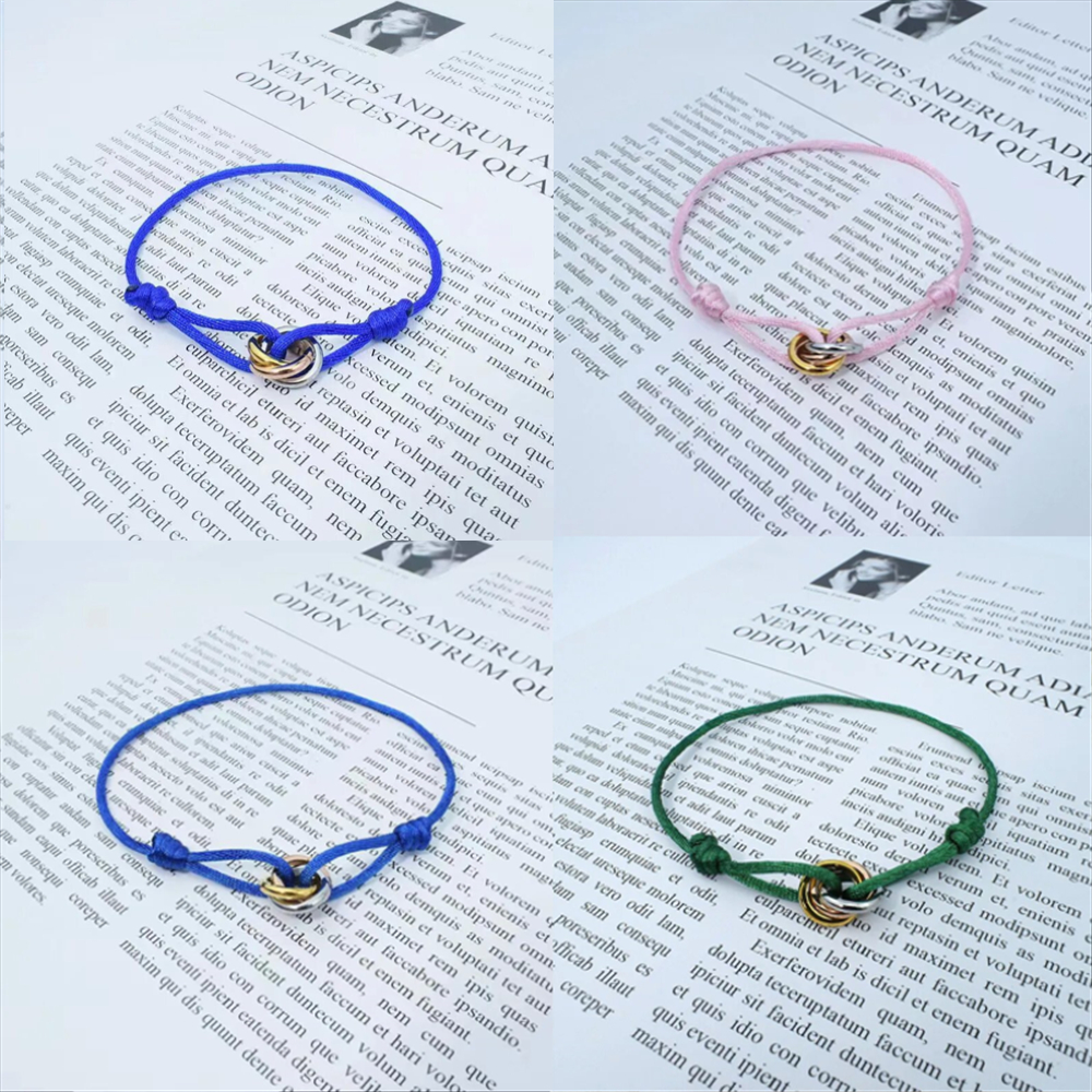 Designer Bracelet for woman men Charm bracelets Fashion Trinity bracelet Sterling Silver Trinity ring string Bracelet three Rings hand strap New Year gift