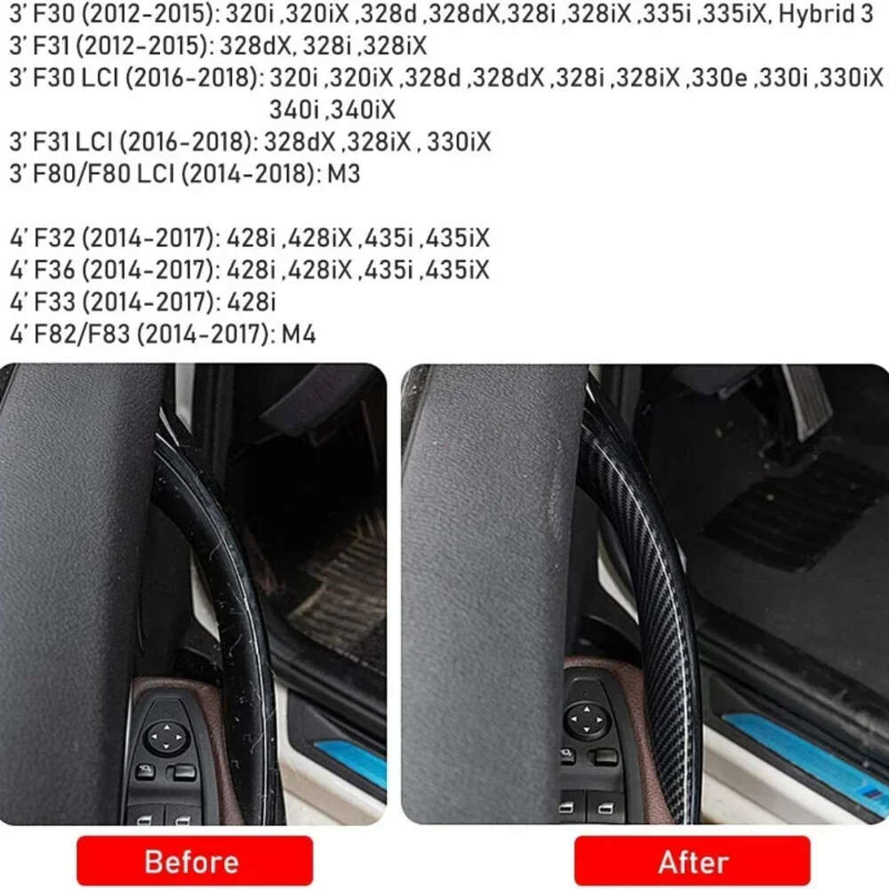 New 3 Colors 4PCS Interior Door Handle ABS Trim Protective Cover For BMW 3 4 Series M3 M4 F30 F80 F31 F32 F33 F34 F36 F82 2012-2018