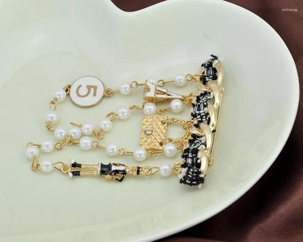 Brooches Fashion Cloth Twisted Pearl For Women Coat Link Pins Hanging Style Brooch Summer Jewelry 2023