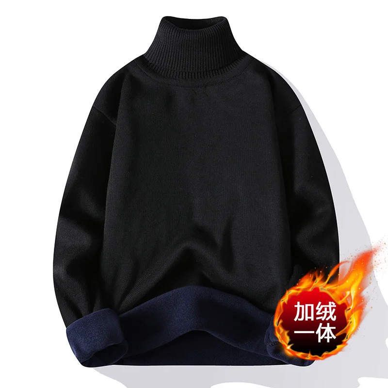 Men's Sweaters Men Sweater Autumn Winter Knitted Turtleneck Thick Fleece Inside Solid Color Pullovers Men Casual Sweater Pullovers 231212