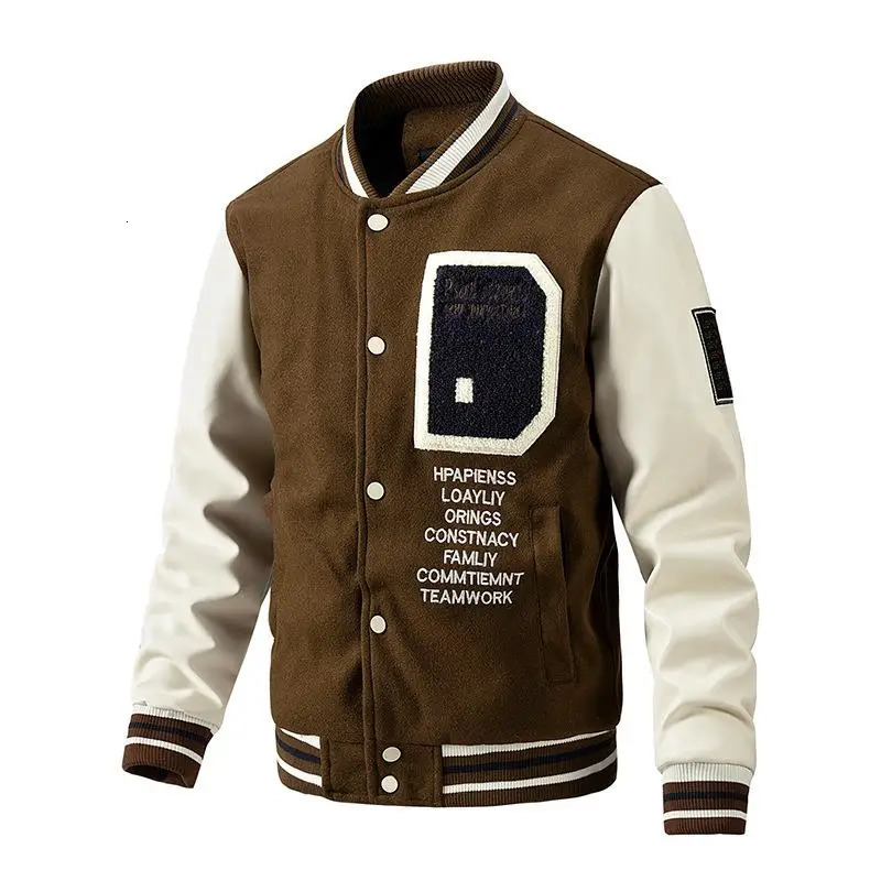 Men's Jackets Baseball Uniform Jacket Men's Autumn And Winter Casual Color Inserted Wool Coat Fashion Personality Top 231212