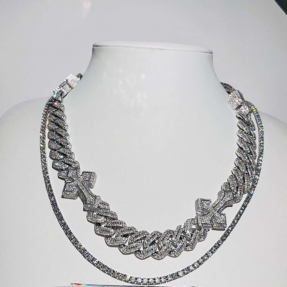 Miami Cuban Link Zuanfa Jewelry Hip Hop Iced Out Thick Solid 925 Silver Vvs Moissanite Cuban Chain