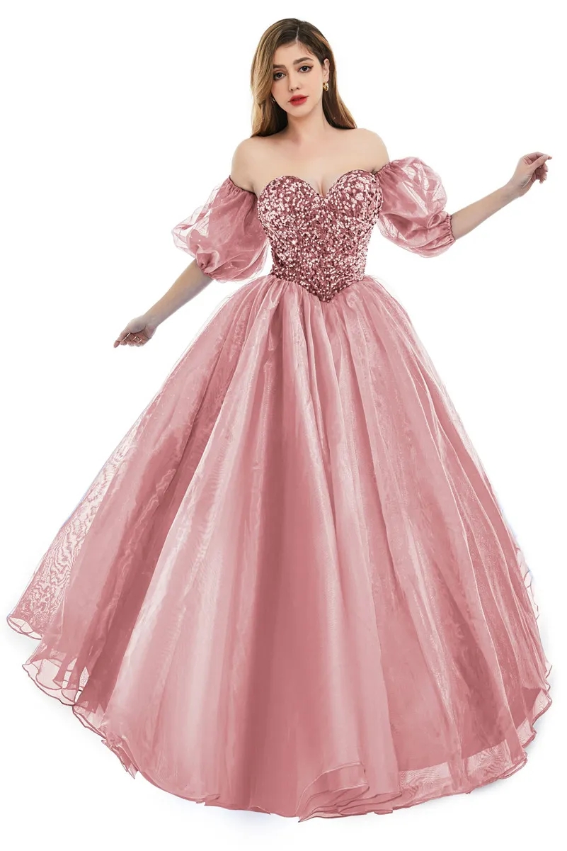 Royal Blue A Line Prom Party Dress 2024 New Sequins Beads Sweetheart Corset Back Evening Quinceanera Gowns With Detachable Sleeves Robe De Soiree